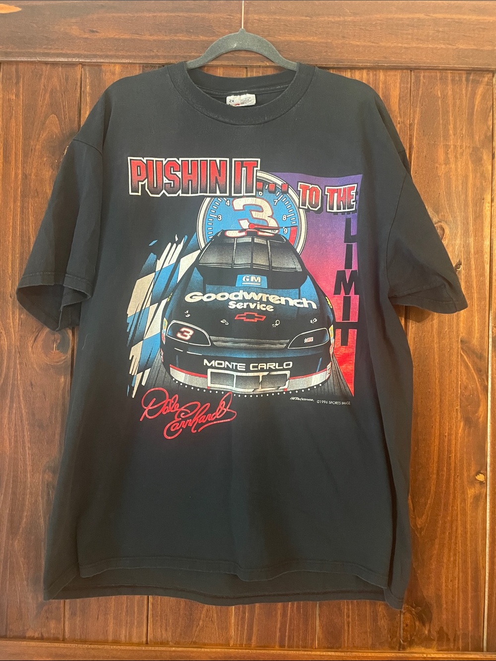 Pushin It 1996 Dale Earnhardt Graphic Tee - Black Front and Back Graphics